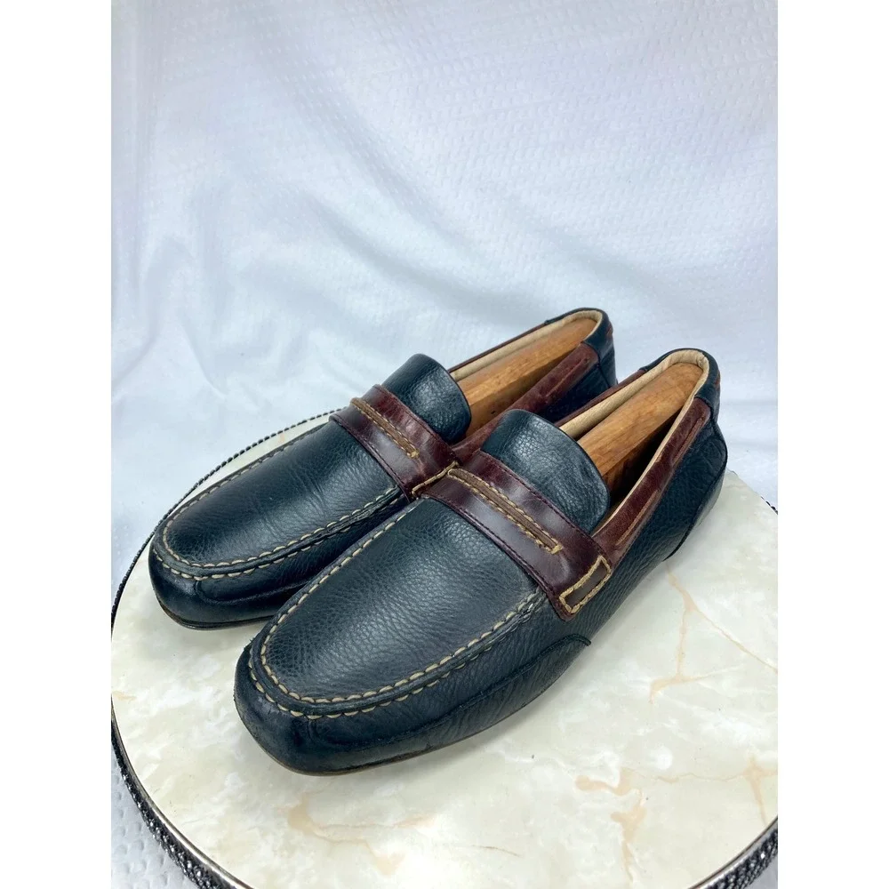 Sperry Top Sider Slip On Driving Loafer Shoes Mens Size 11 Black Leather Preppy